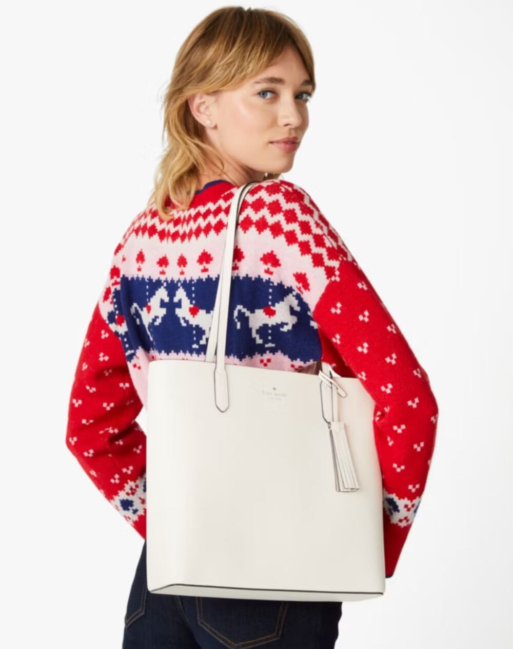 Kate Spade New York JANA Saffiano Leather Shoulder Tote Bag in Meringue NWT $359